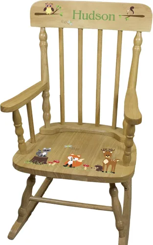 Miniatura 9 de My Bambino Mecedora de madera personalizada para niños Mecedora natural para niños (safari) Silla infantil con nombre personalizado Baby