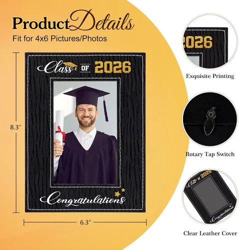 Miniatura 4 de FLYAB Marco de fotos de graduación Clase de 2025 - Regalos de graduación 2025 para hombres y mujeres, exhibición especial para una preciada foto