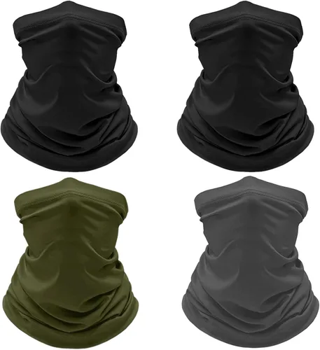 Paquete de 4 polainas refrescantes para el cuello, máscara facial con protección contra el polvo y los rayos UV, bufanda para hombres y mujeres,