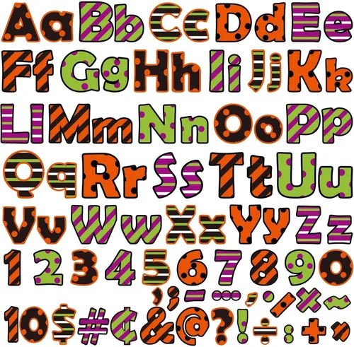 Miniatura 25 de 260 piezas de letras en blanco y negro para tablón de anuncios de aula, paquete combinado de letras de 4 pulgadas, juego de puntos y rayas