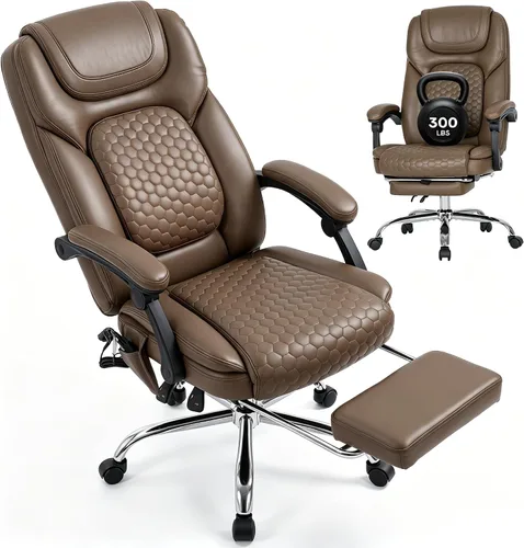 Miniatura 16 de MALOL Silla de oficina de masaje grande y alta de 300 libras, calefacción dirigida de 3 niveles a 149.0 °F, silla de escritorio de cuero de fácil