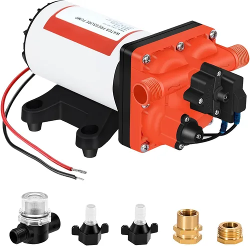 Miniatura 12 de Bomba de agua DC de 12 V RV 3.5GPM 45PSI, bomba de presión de agua de 12 voltios bajo demanda con interruptor de presión, bomba de diafragma