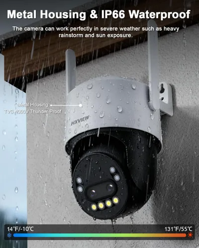 Miniatura 6 de Cámara de seguridad HXVIEW 4K PTZ para exteriores con zoom híbrido rápido de 10X, 355° de panorámica y 90° de inclinación, cámara WiFi de 8MP