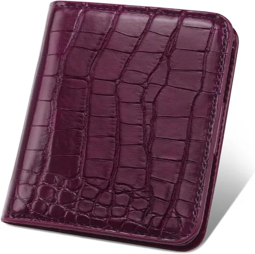 Miniatura 11 de Billetera para mujer, pequeña, plegable, para tarjetas de crédito, con bloqueo Rfid, de lujo, piel sintética, de cocodrilo, monedero pequeño