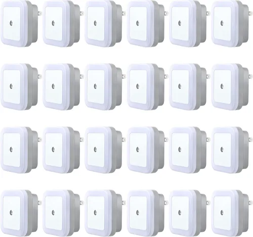 Miniatura 7 de Hortsun Paquete de 24 Luces Nocturnas LED que se Enchufan a la Pared con Sensor Inteligente de Oscuridad Automático, Luces Enchufables Automáticas