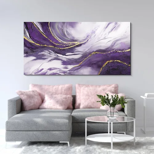 Miniatura 4 de yiijeah Arte de pared grande para sala de estar, lienzo para sala de estar, lienzo abstracto morado y dorado, decoración de pared de marco moderno