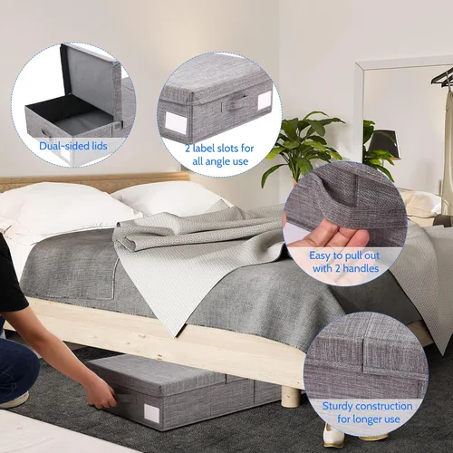 Miniatura 2 de Paquete de 2 contenedores de almacenamiento debajo de la cama con tapas, cajones de almacenamiento grandes de 32 pulgadas para debajo de la cama
