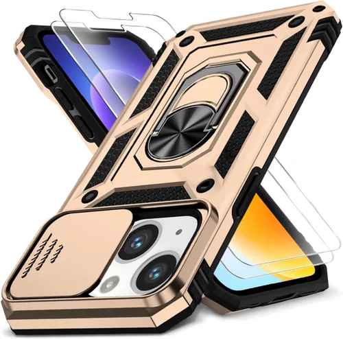 Miniatura 45 de Funda HakkTaoo para iPhone 13/iPhone 14 de 6.1 Pulgadas con Funda Deslizante para Cámara + Protector de Pantalla (2 Paquetes), Funda Protectora a