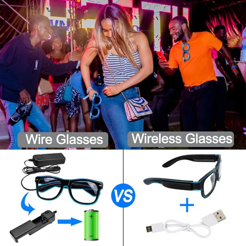 Miniatura 4 de YouRfocus Gafas inalámbricas con luz LED que brillan en la oscuridad, gafas de neón para fiestas rave, EDM, Halloween, Navidad (verde)