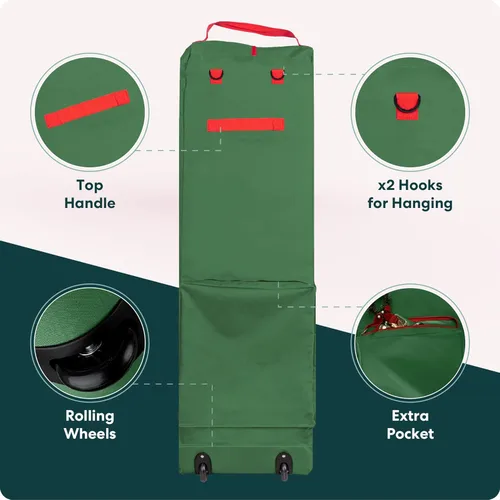 Miniatura 5 de Handy Laundry Bolsa de Almacenamiento Rodante para Árbol - Para Árbol Artificial de Navidad de 9 Pies. Bolsa con Cremallera, Asas de Transporte