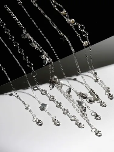 Miniatura 3 de Hicarer Juego de 16 pulseras de tobillo para mujeres y niñas, juego de tobilleras plateadas y doradas para niñas, tobilleras de playa bohemias