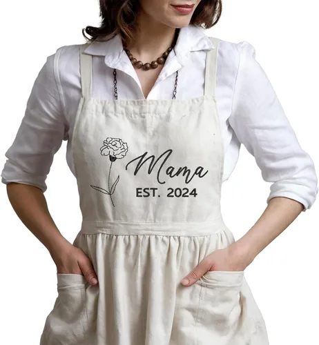 Miniatura 11 de GODMERCH Delantal bordado personalizado: diseña tu propio texto, delantal de cocina personalizado para mujeres, día de la madre, Navidad