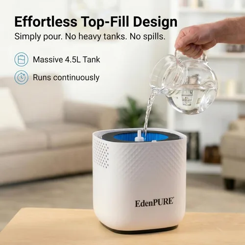 Miniatura 2 de EdenPURE Humidificador sin niebla: humidificación evaporativa silenciosa y sin niebla con tanque de 4.5 L, funcionamiento eficiente de energía
