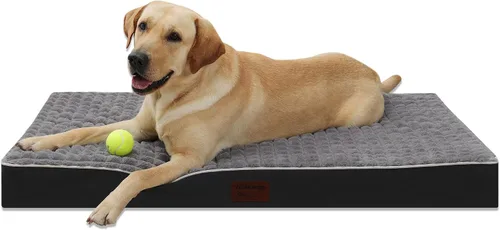 Miniatura 17 de Cama para perro, camas ortopédicas impermeables para perros grandes, medianos y pequeños, almohadilla para jaula de perro con funda extraíble Gris
