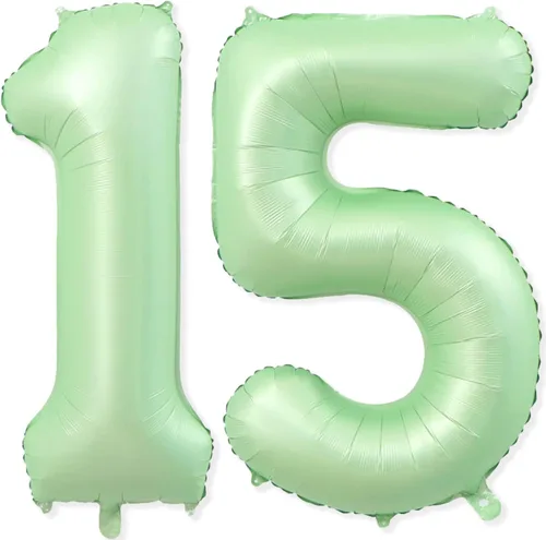 Miniatura 10 de 1 globo de aluminio verde claro de 40 pulgadas, globos gigantes de helio número 1 para niños y niñas, decoraciones de primer cumpleaños, baby