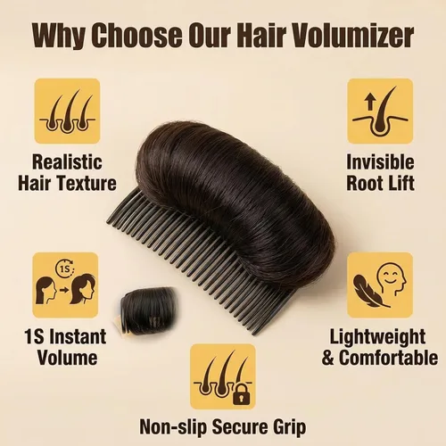 Miniatura 3 de 1 pinza invisible para el cabello postizo, base para el cabello, volumen esponjoso, aumento de volumen, accesorios de peinado para mujeres y niñas