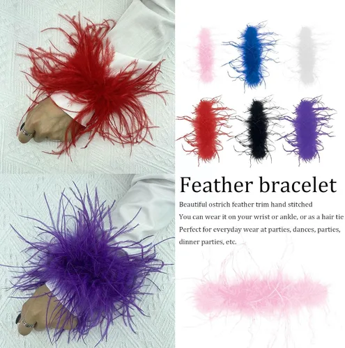 Miniatura 7 de Cooluckday 2 pulseras de plumas para mujer, reloj de palmadas, círculo, anillo de palmada, decoración de muñeca, mangas de puño, brazalete