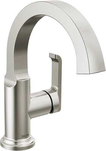 Miniatura 8 de Delta Tetra - Grifo de baño negro mate de 1 agujero, grifo de lavabo de baño de un solo orificio para tocador, conjunto de drenaje de metal Mate
