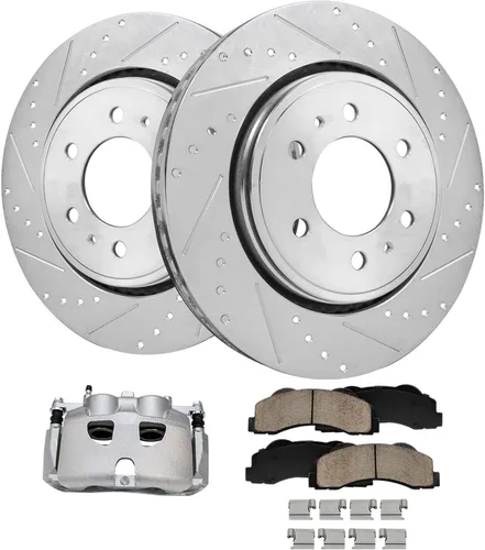 Miniatura 13 de Detroit Axle - Kit de freno delantero para Ford Explorer Mercury Mountaineer 2002-2005 Bujes de rodamiento de rueda perforados y ranurados rotores