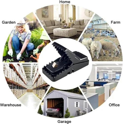 Miniatura 5 de Trampa reutilizable para ratones para interiores, paquete de 12 unidades, dispositivo de control de roedores de plástico fácil de configurar