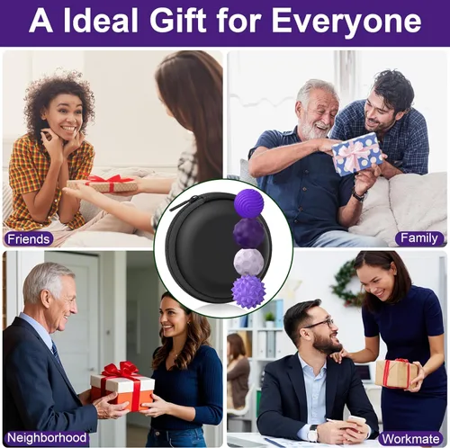 Miniatura 7 de BUSOHA Bolas Fidget de Silicona - Paquete de 4 Juguetes Fidget para Adultos Juguetes Sensoriales Pelotas Antiestrés para Adultos Adolescentes Morado