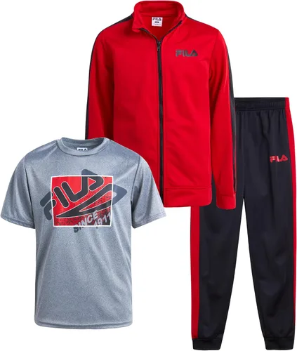 Fila Conjunto deportivo deportivo para niños, sudadera de tricot de 3 piezas, pantalones deportivos, camisa, ropa deportiva para niños (4-16)