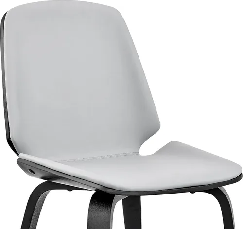 Miniatura 8 de Armen Living Brinley Mid Century - Silla auxiliar moderna de piel sintética gris y madera negra para comedor, mesa de cocina, escritorio, tocador