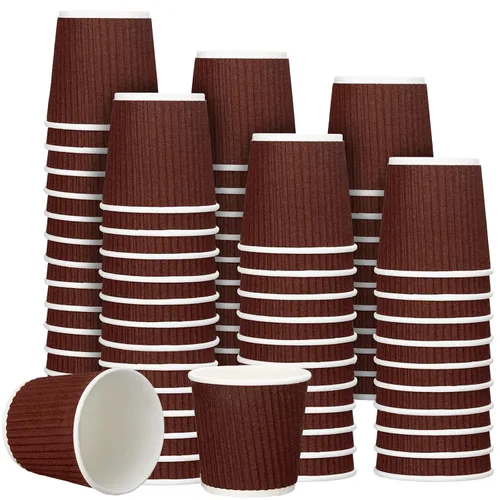 Miniatura 12 de Yaomiao 200 tazas de café expreso desechables de 4 onzas, con aislamiento de papel corrugado ondulado, para fiestas, bebidas frías, té y bebidas