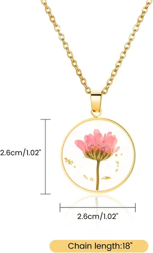 Miniatura 7 de Pressed Flower Necklace Gift for Women Personalized Handmade Necklaces Birth Flower Necklace