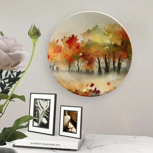 Miniatura 5 de Platos decorativos de pintura abstracta de árboles de arce otoñal, platos decorativos para decoración del hogar, platos de cena de temporada