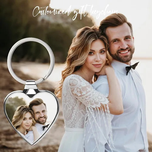 Miniatura 5 de Easycosy Llavero personalizado con texto de imagen, llavero grabado personalizado, regalos de fotos personalizados para hombres, mujeres y familia