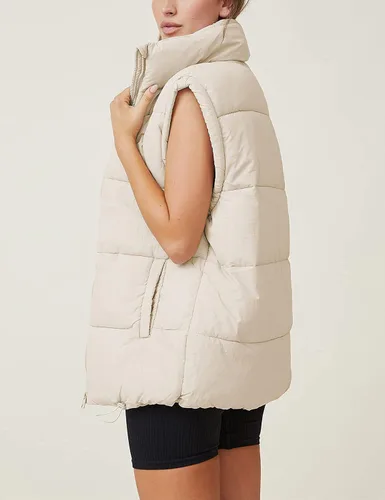 Miniatura 2 de Springrain Womens Oversized Quilted Puffer Vest Padded Warm Winter Jacket with Stand Collar Bubble Puffer Gilet