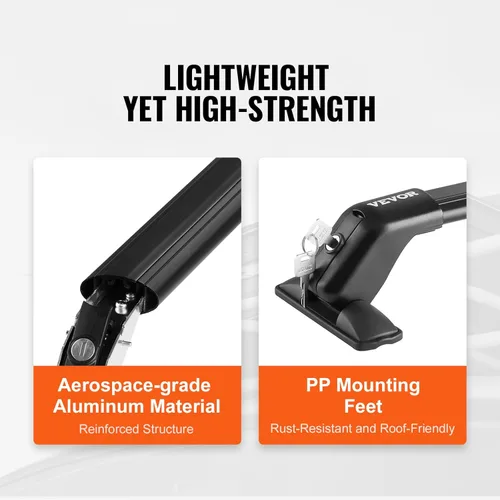 Miniatura 5 de VEVOR Barras transversales para portaequipajes de techo, barras transversales de portaequipajes de techo de aluminio, se ajustan a techos sin rieles