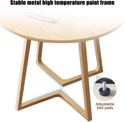 Miniatura 4 de YVYKFZD Office Reception Room Club Table and Chair Set, Simple Kitchen Dining Table Set for 4, Round Conference Table with Metal Legs, Small Cyan