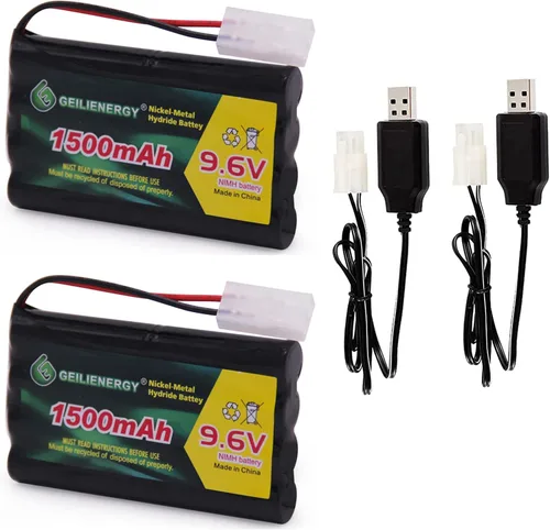 Miniatura 5 de Batería recargable NiMH de 9.6 V 1500 mAH de 8 celdas AA con conector estándar Tamiya enchufe y cables de carga USB para automóviles a control