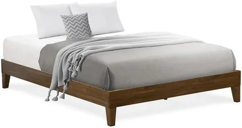Miniatura 10 de East West Furniture NVP-22-F Marco de cama de tamaño matrimonial con 4 patas de madera dura y 2 patas centrales adicionales, acabado de nogal