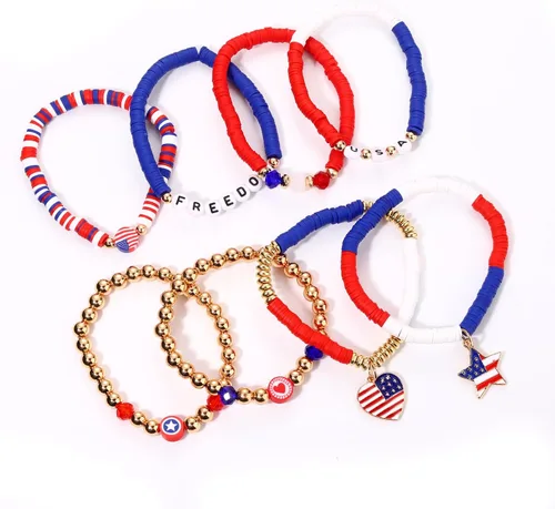 Miniatura 109 de Surfer Heishi - Pulseras apilables para mujer, apilables, de vinilo arcoíris, disco de arcilla, pulseras elásticas para la amistad, joyería bohemia