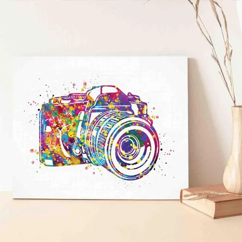 Miniatura 3 de MBARE Arte de acuarela, cámara fotográfica, impresión de acuarela, arte de pared, arte de pared DSLR, decoración del hogar, colgar en la pared, Red-2