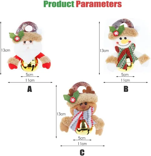 Miniatura 5 de Campanas de decoración de Navidad para colgar en el árbol de Navidad, lazos de pino y bayas, 18 unidades, 2.0 in de diámetro (paquete de 9)