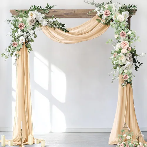 Miniatura 9 de Socomi 2 paneles de tela para arco de boda, 29 pulgadas x 19 pies, cortinas de gasa transparente azul bebé, 6 yardas para decoración de boda