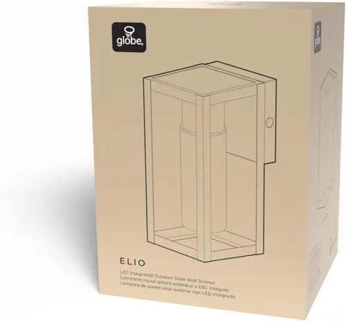Miniatura 9 de Aplique de pared Globe Electric 60000167 con LED integrado de 1 W, alimentado por energía solar, para exterior, en color negro mate, panel solar