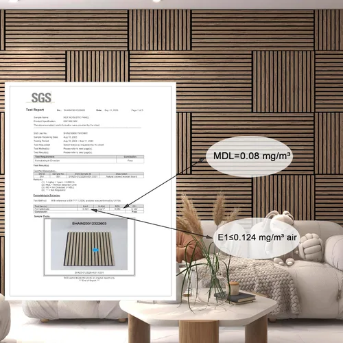 Miniatura 5 de 4 piezas de paneles acústicos de listones de madera, panel de pared de madera acanalada 3D absorbente de sonido para pared y techo, paneles Nogal