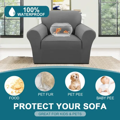 Miniatura 2 de Turquoize Fundas 100% impermeables para silla, fundas elásticas para sala de estar, sofá, funda de sofá con brazos, protector de muebles para sillas