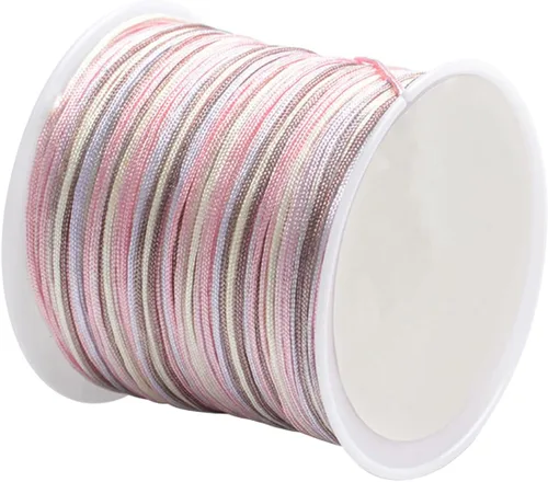 Miniatura 14 de Cordón de nailon para cuentas de 164.0 ft x 0.031 in, hilo de raso satinado de nailon trenzado para manualidades de macramé Mezcla de amarillo 1