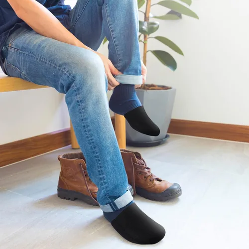 Miniatura 4 de Jeyiour 4 pares de fundas de neopreno para los dedos de los pies, para mujeres, calcetines negros para hombres, reutilizables, calentadores de pies