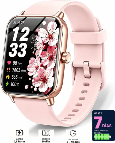 Miniatura 8 de Quican Relojes inteligentes para mujer, compatibles con teléfonos iPhone y Android, llamadas, monitor de frecuencia cardíaca/sueño, Alexa, reloj