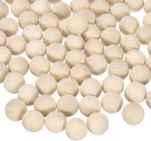 Miniatura 8 de uxcell 100 bolas redondas de madera maciza de 0.236 in de diámetro, cuentas de madera maciza sin terminar, pequeñas bolas naturales