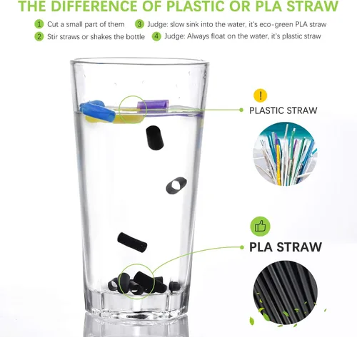 Miniatura 2 de 100 popotes desechables de ácido poliláctico sin plástico, pajitas biodegradables a base de plantas de maíz, sin BPA, compostables, pajitas