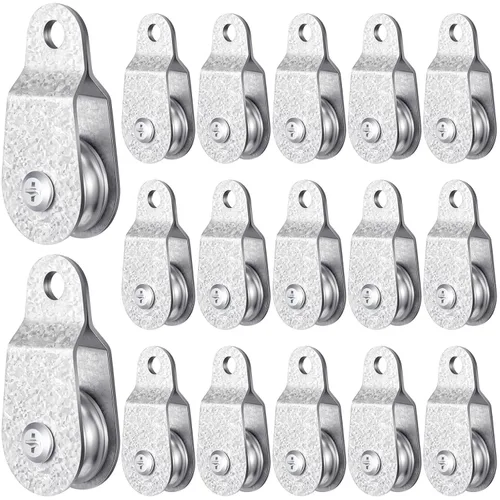 Miniatura 8 de Yaocom 20 piezas de polea simple pequeña con rodamiento de rueda, poleas de cable con rodillos internos, polea de cable de enganche simple, bloque