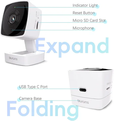 Miniatura 5 de blurams Cámaras de 5 GHz para seguridad del hogar, cámara de seguridad 2K para interiores, cámara para mascotas con aplicación de teléfono, cámara